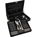 Sterlingcraft® High-Quality, Heavy-Gauge Stainless Steel 72pc Flatware and Hostess Set with Gold Trim