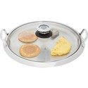 Chef's Secret® by Maxam® Large 12-Element High-Quality Stainless Steel Round Griddle with See-Thru Glass Cover