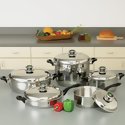 HealthSmart™ 10pc 12-Element "Waterless" T304 Stainless Steel Cookware Set with Thermo Control Knobs
